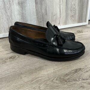 Hitchcock Leather Tassel Dress Loafers Men Size 9 3E EEE Black Wide Dress Shoes